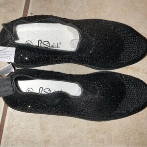 Women black rhinestones shoes